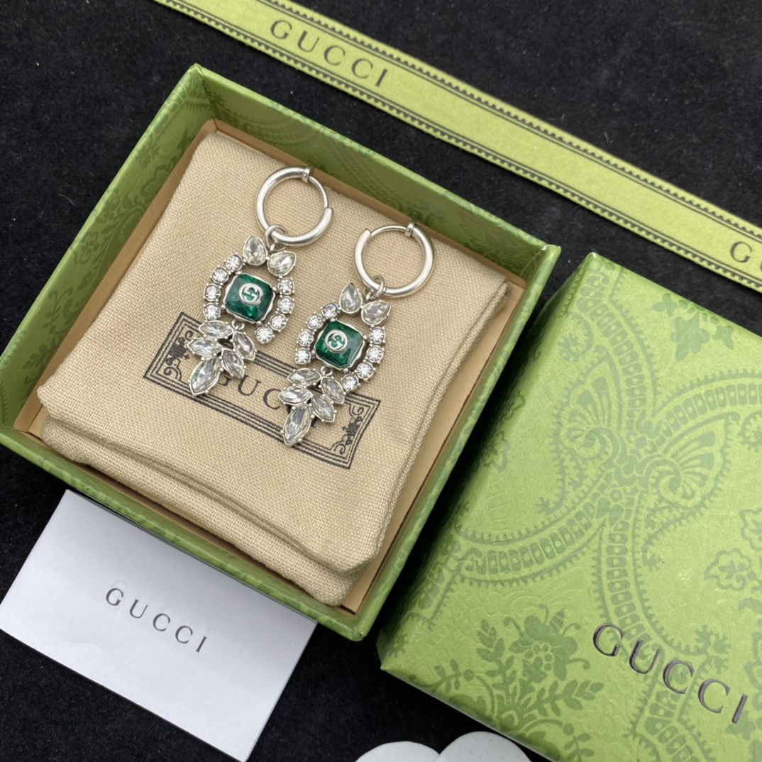 Gucci  Interlocking G Crystal Earrings - DesignerGu