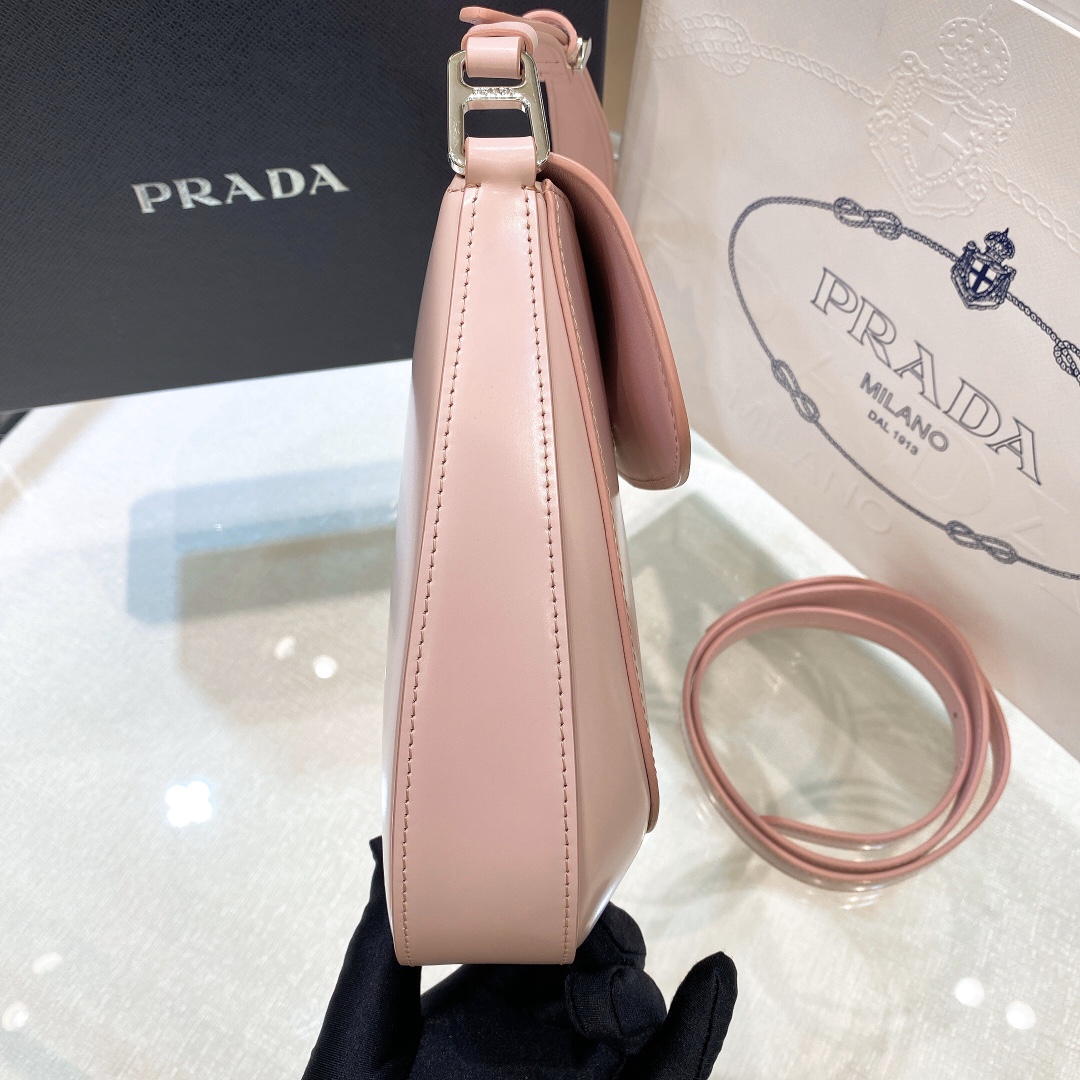 Prada Cleo Brushed Leather Shoulder Bag In Pink(24-19-6cm)   1BD303 - DesignerGu