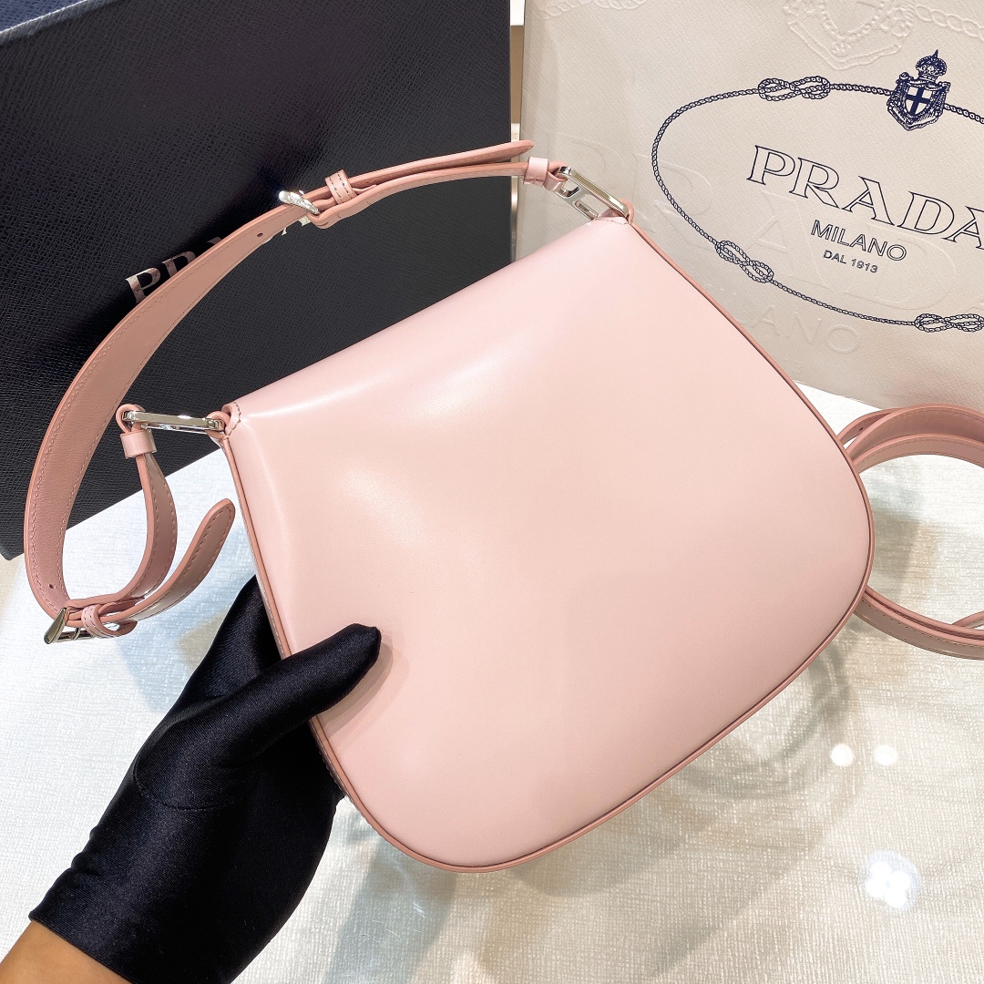 Prada Cleo Brushed Leather Shoulder Bag In Pink(24-19-6cm)   1BD303 - DesignerGu