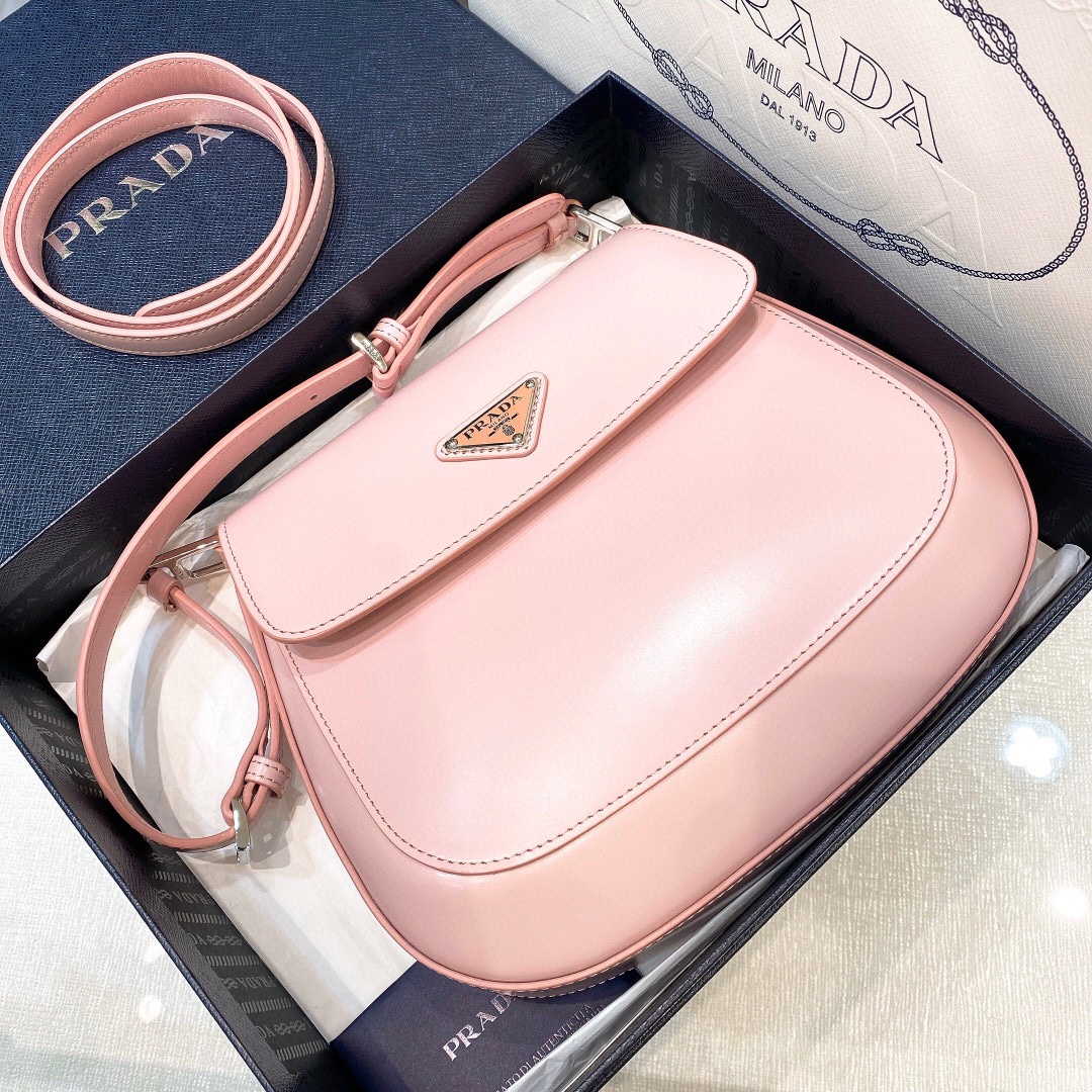 Prada Cleo Brushed Leather Shoulder Bag In Pink(24-19-6cm)   1BD303 - DesignerGu