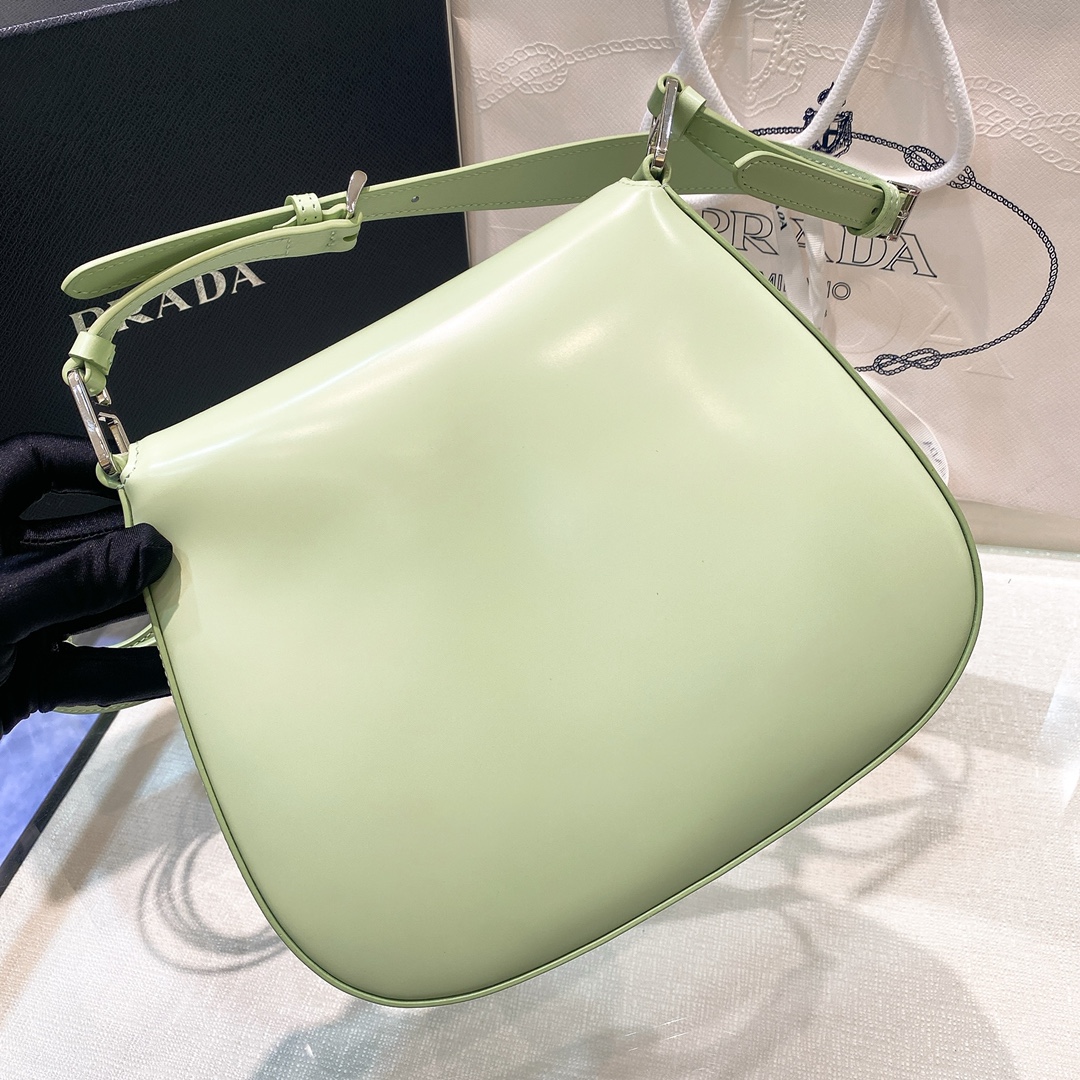 Prada Cleo Brushed Leather Shoulder Bag In Green(24-19-6cm)   1BD303 - DesignerGu