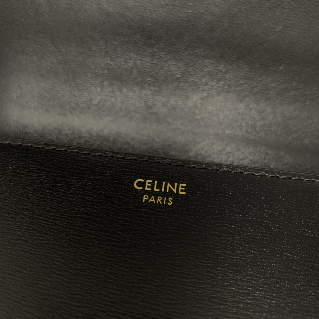 Celine Teen Bag Cuir Triomphe In Shiny Calfskin Black(18.5-14-8cm) - DesignerGu