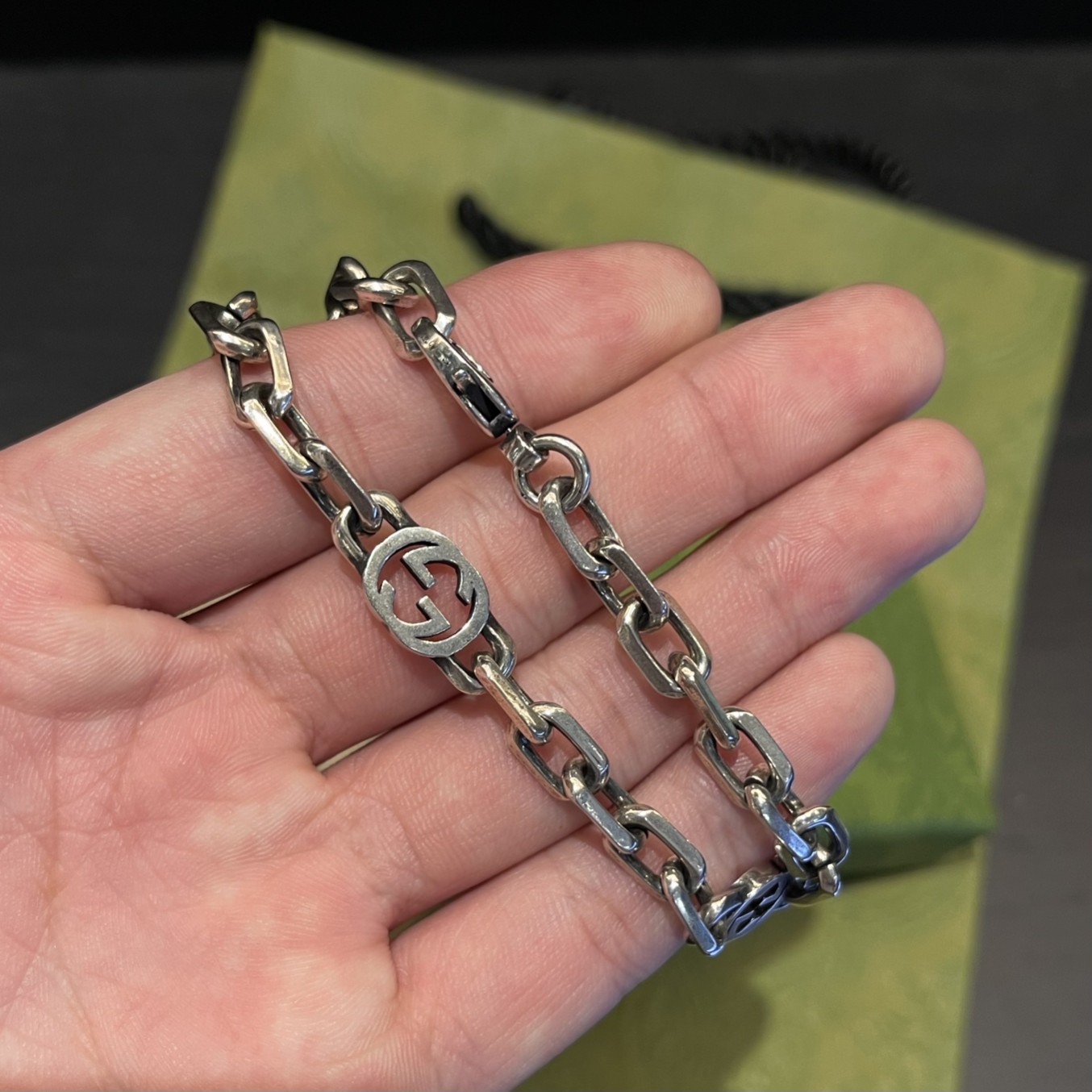 Gucci Silver Bracelet With Interlocking G - DesignerGu