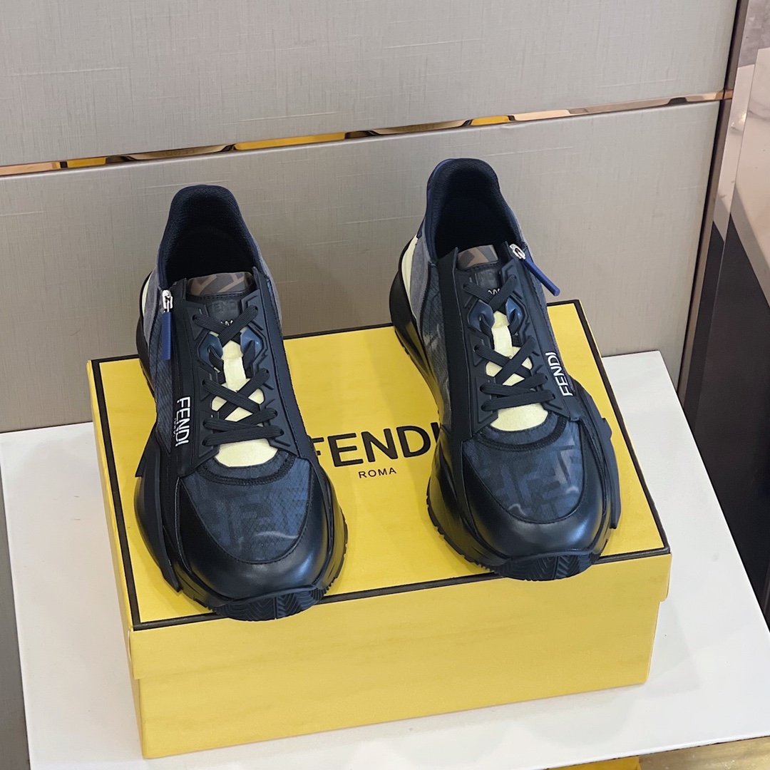 Fendi Flow Black Running Sneakers - DesignerGu