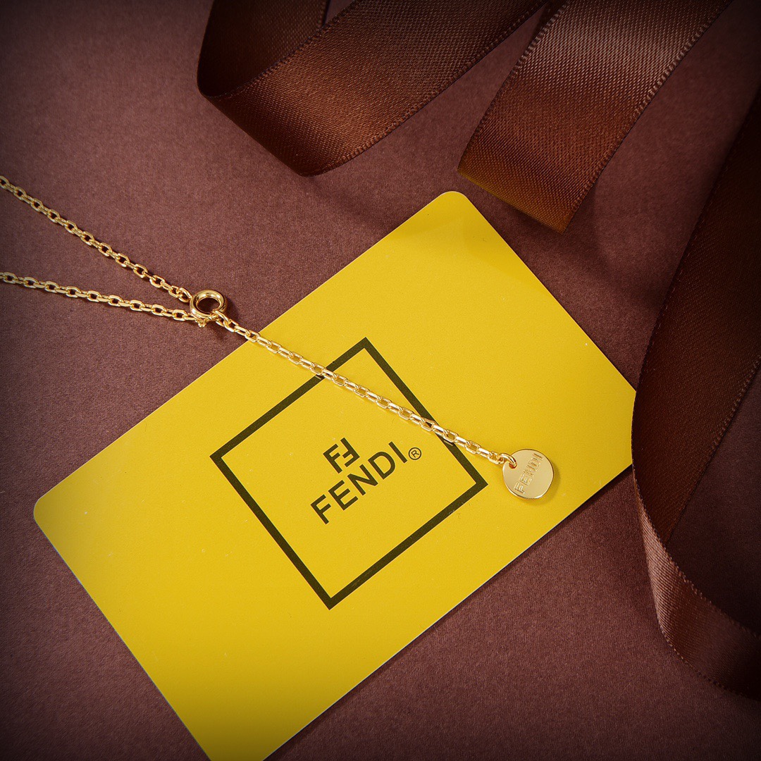 Fendi Signature Gold-Coloured Necklace - DesignerGu