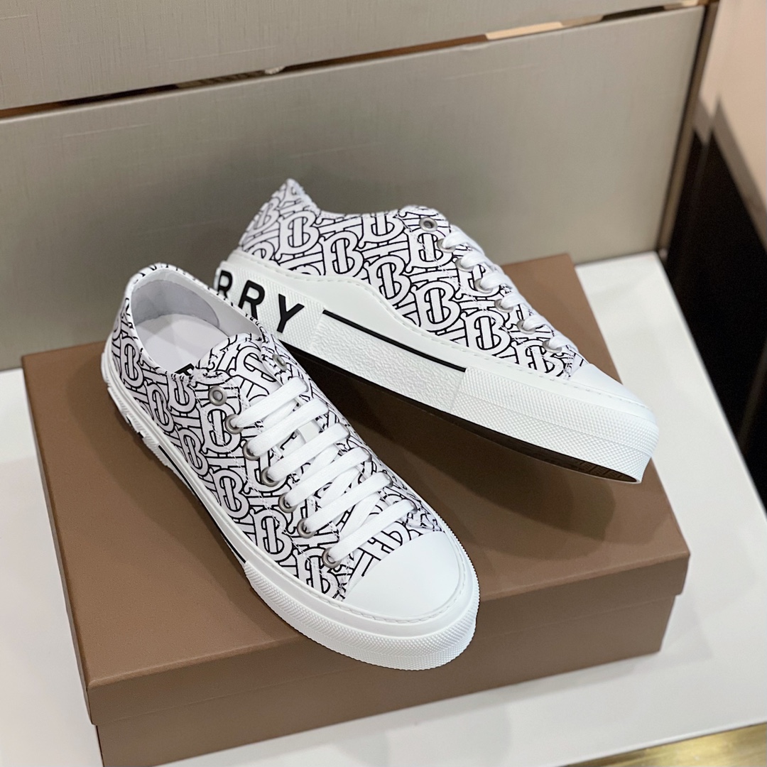 Burberry Monogram Print Cotton Sneakers - DesignerGu