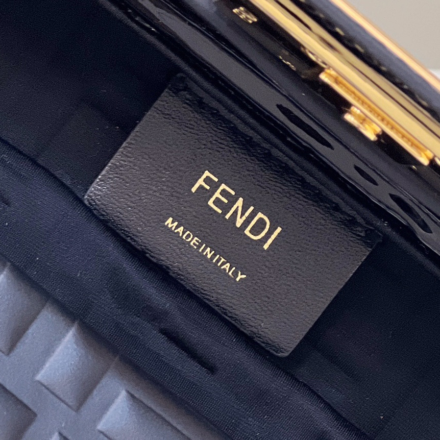 Fendi Baguette Trunk Mini Black Leather Bag(18.5-11.5-5cm) - DesignerGu