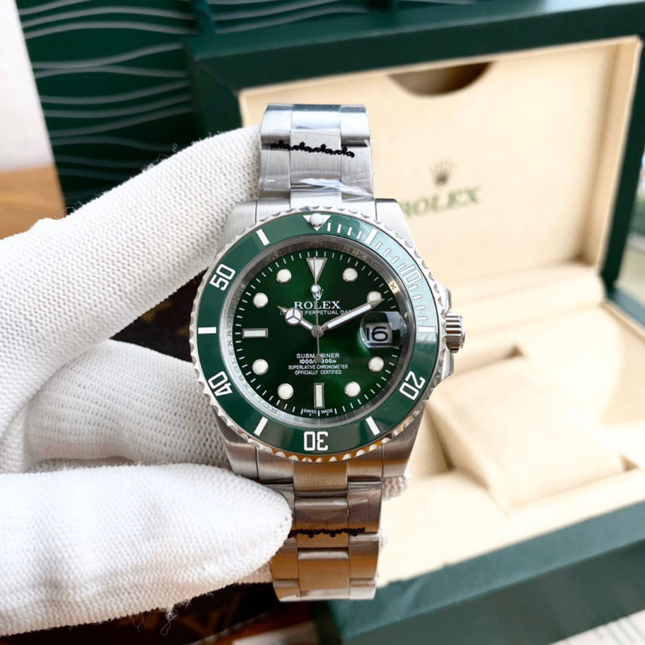 Rolex High Quality Oyster Perpetua Dark Green Dial Watch - DesignerGu