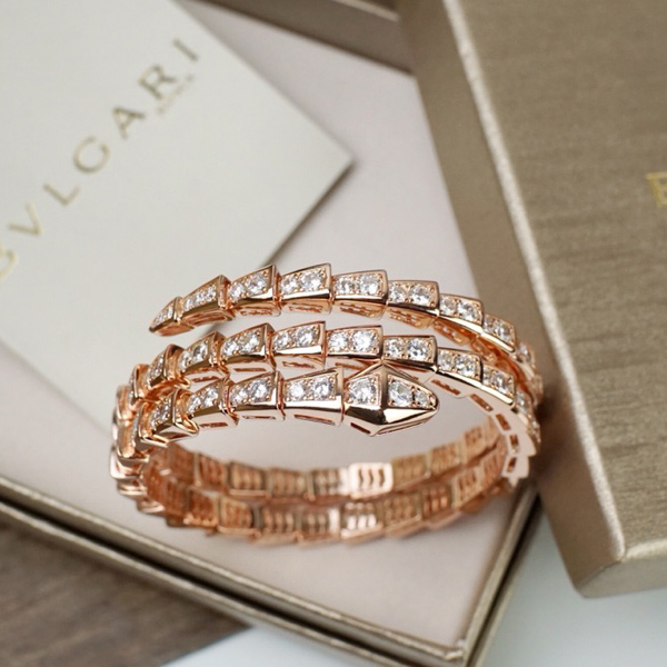 Bvlgari Serpenti Viper Two-Coil 18 Kt Rose Gold Bracelet - DesignerGu