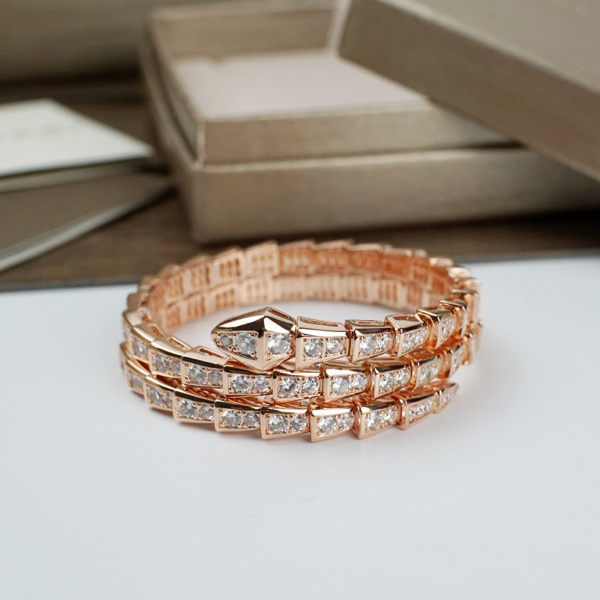 Bvlgari Serpenti Viper Two-Coil 18 Kt Rose Gold Bracelet - DesignerGu