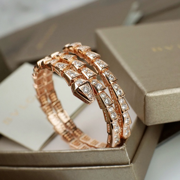 Bvlgari Serpenti Viper Two-Coil 18 Kt Rose Gold Bracelet - DesignerGu