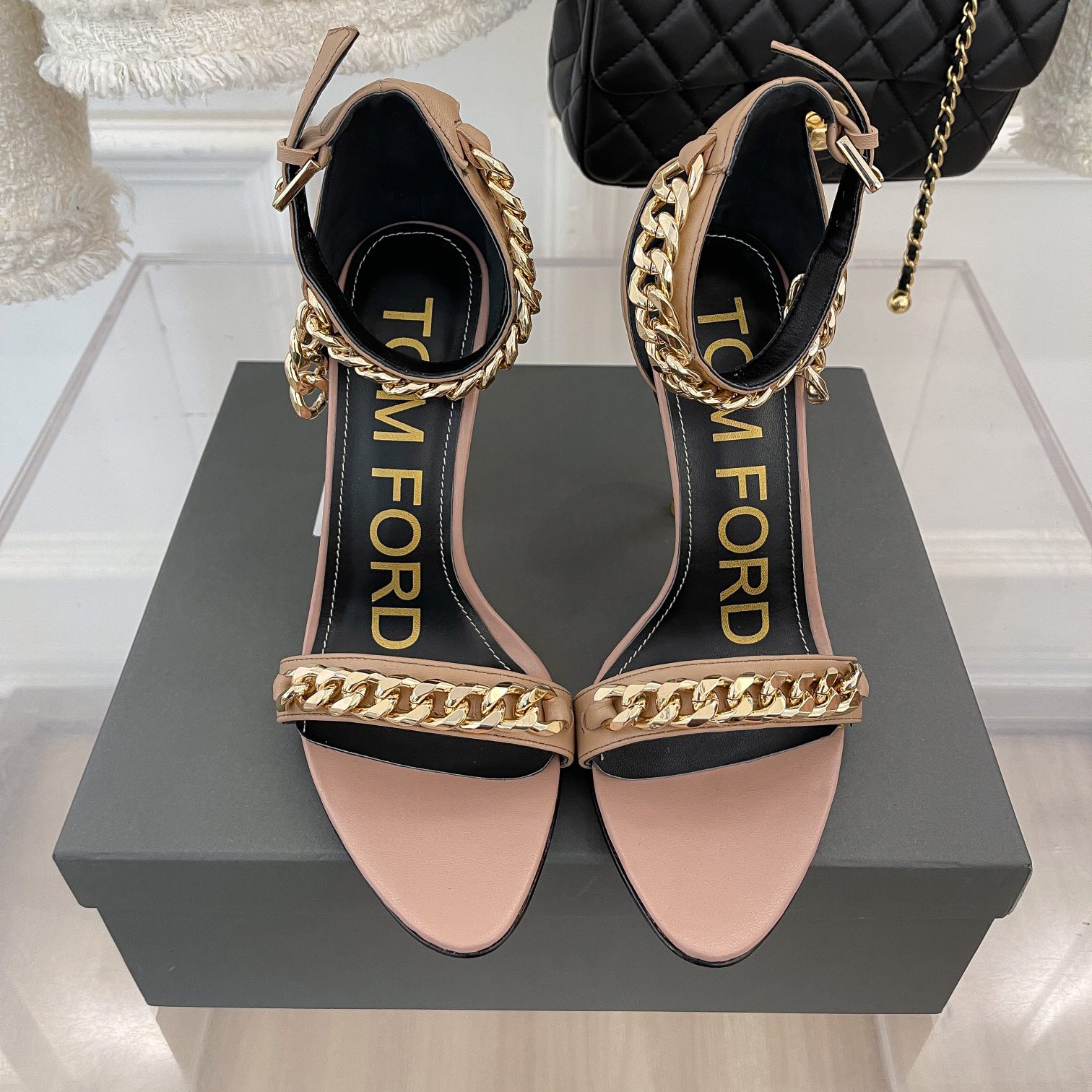 Tom Ford Chain-Trimmed Leather Sandals With Heel Height Of 10.5cm - DesignerGu