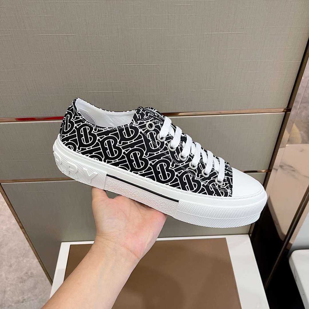 Burberry Monogram Print Cotton Sneakers - DesignerGu