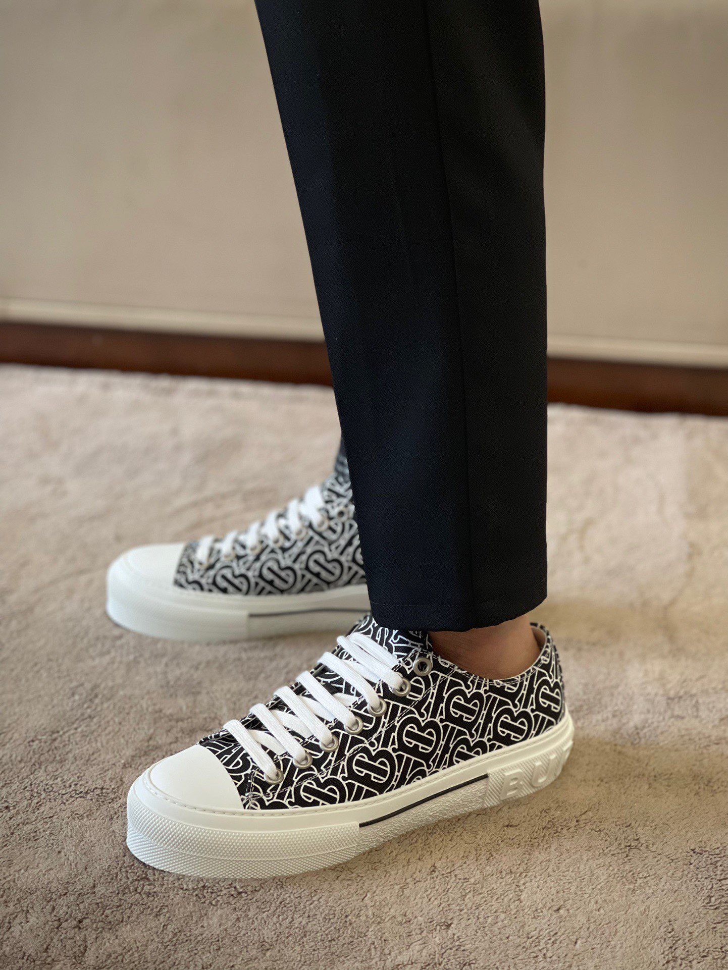 Burberry Monogram Print Cotton Sneakers - DesignerGu