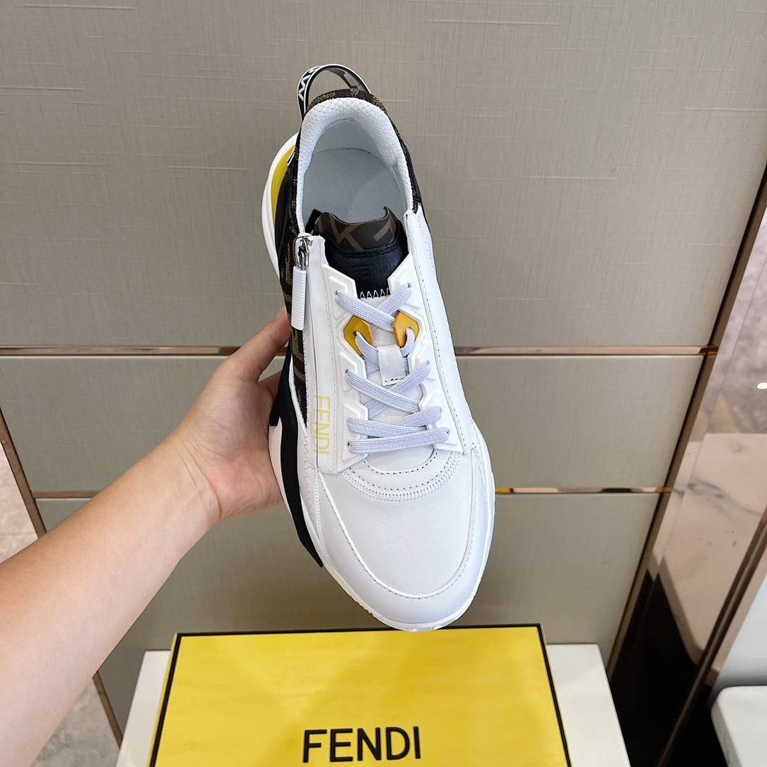 Fendi Flow White Leather Low-Tops Sneakers - DesignerGu