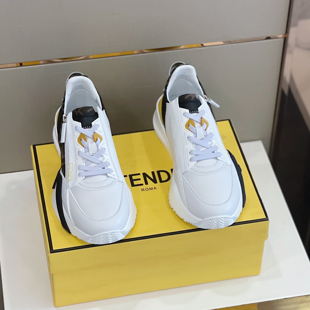 Fendi Flow White Leather Low-Tops Sneakers - DesignerGu