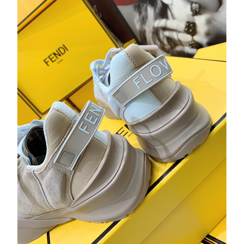 Fendi Flow Beige Suede Low-Tops Sneakers - DesignerGu