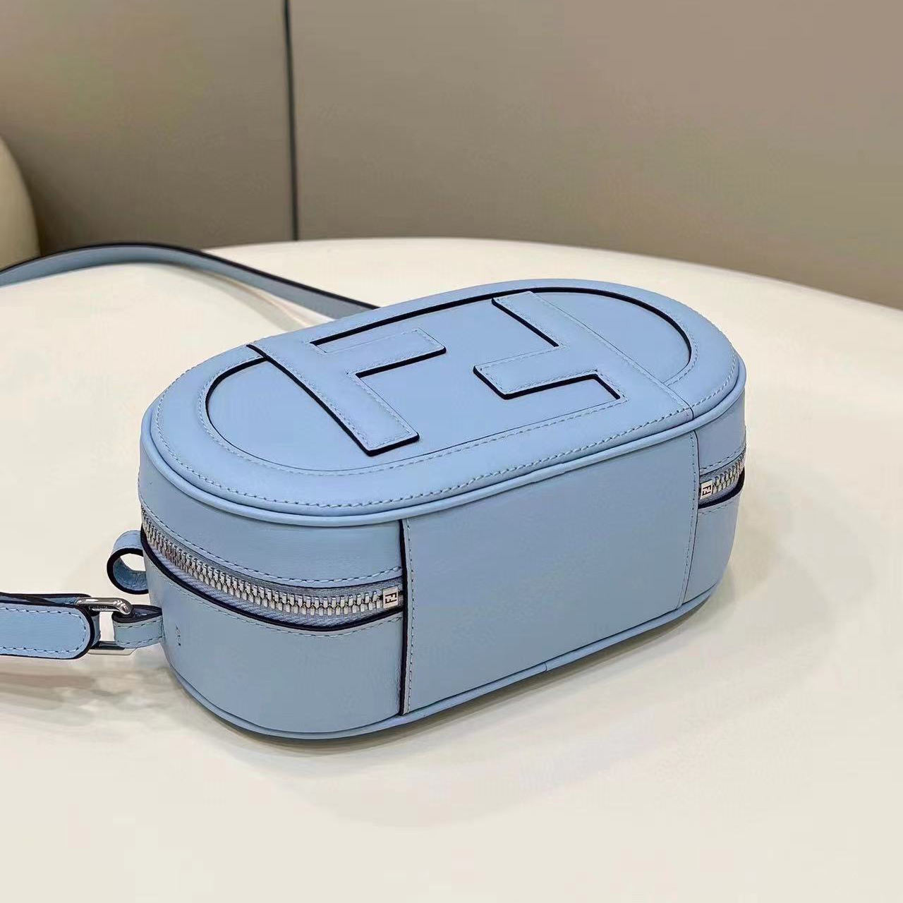 Fendi O’Lock Mini Camera Case Light Blue Leather Mini Bag(21-8-13CM) - DesignerGu