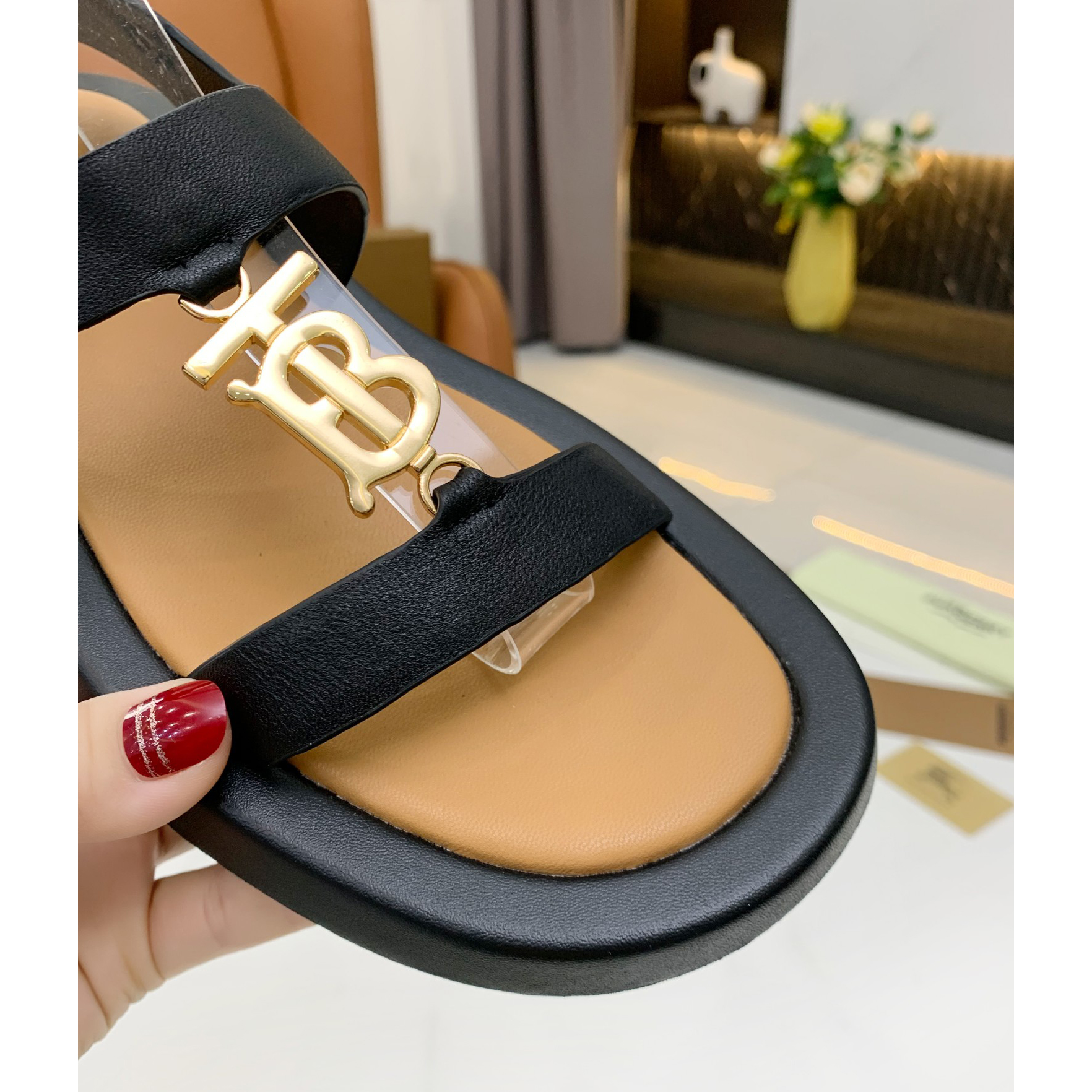 Burberry Monogram Motif Leather Sandals - DesignerGu