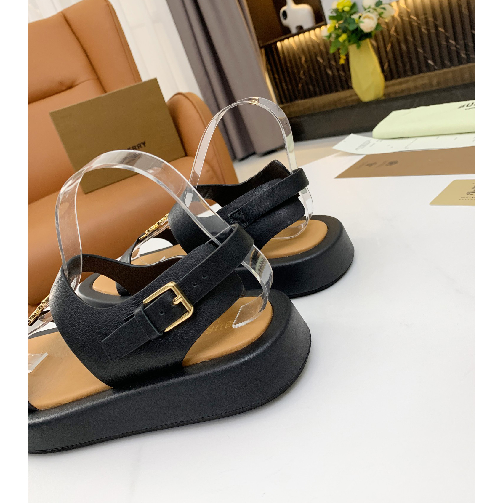 Burberry Monogram Motif Leather Sandals - DesignerGu