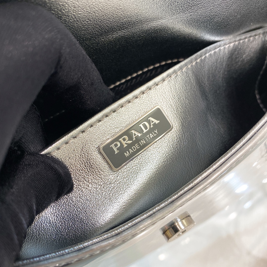 Prada Cleo Brushed Leather Shoulder Bag In Silver(24-19-6cm)   1BD303 - DesignerGu