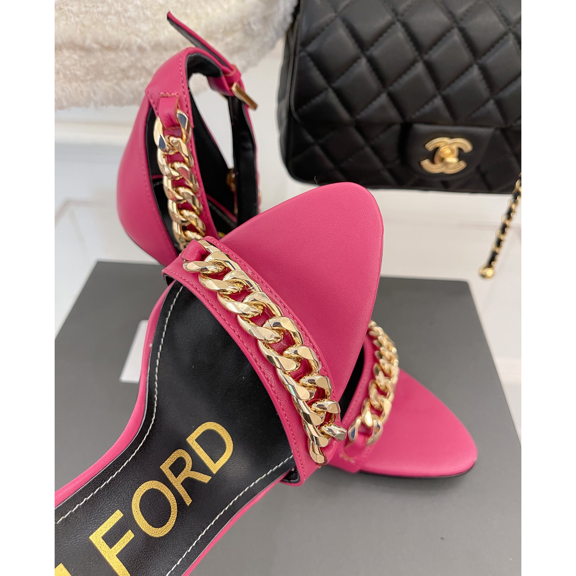 Tom Ford Chain-Trimmed Leather Sandals With Heel Height Of 10.5cm - DesignerGu