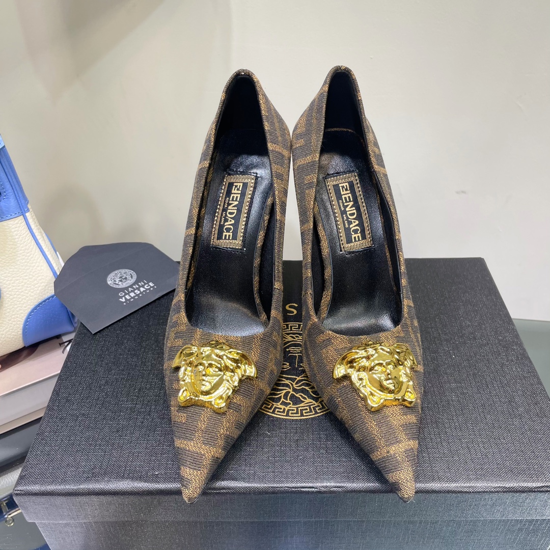 Versace x Fendi Fendace FF Jacquard Pumps - DesignerGu