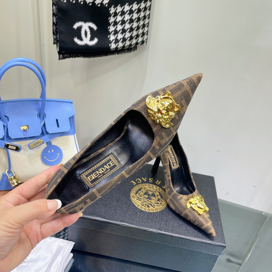 Versace x Fendi Fendace FF Jacquard Pumps - DesignerGu