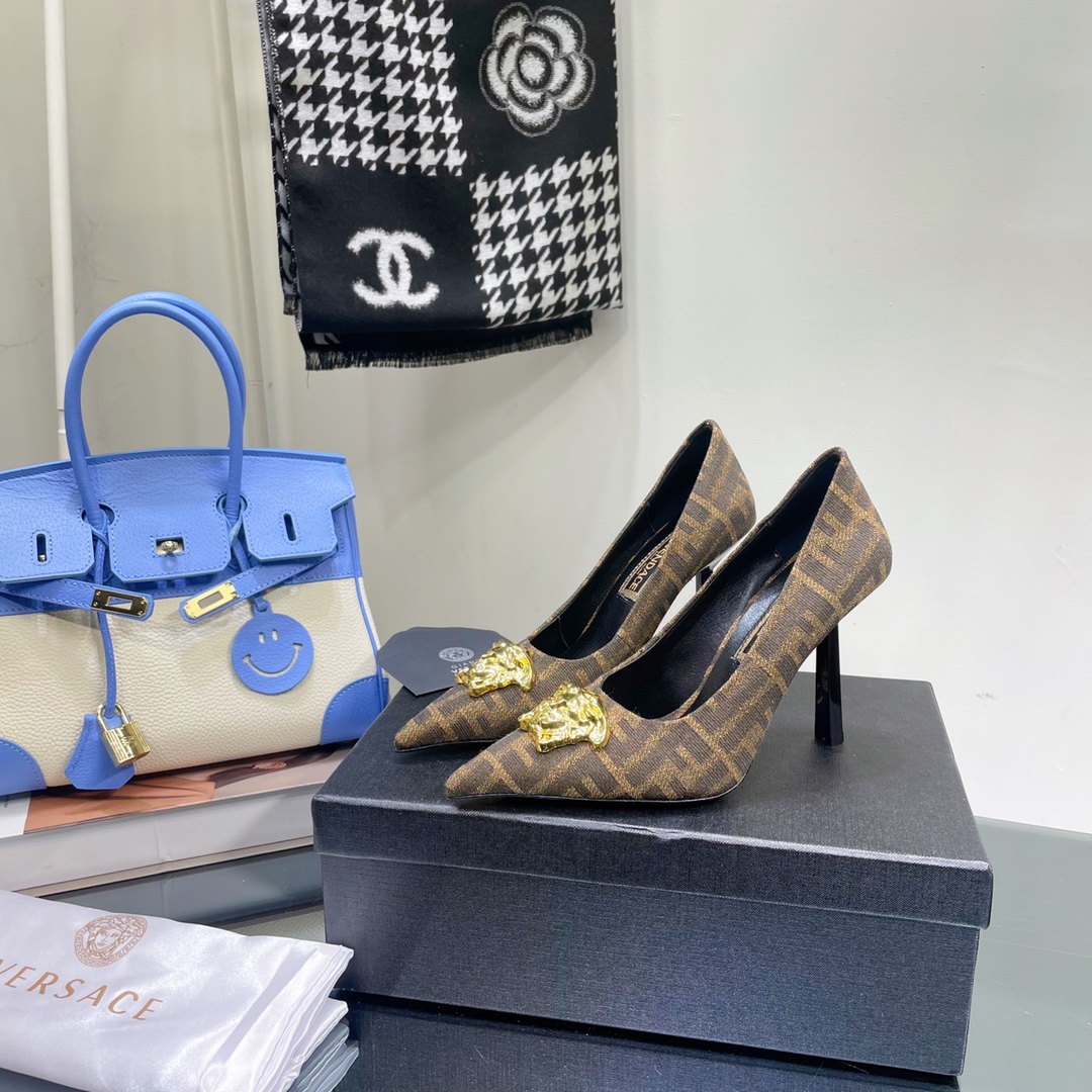 Versace x Fendi Fendace FF Jacquard Pumps - DesignerGu