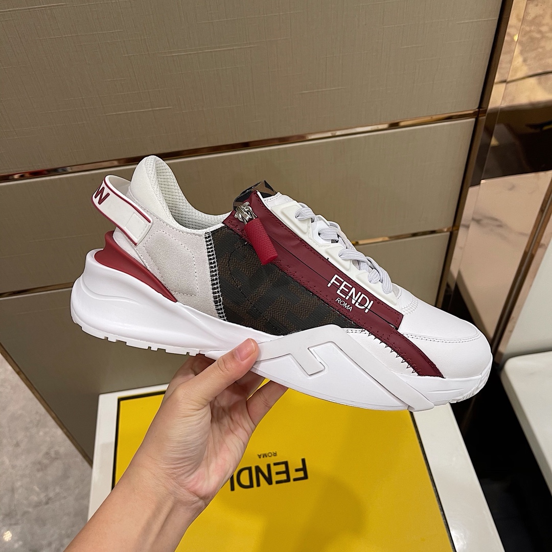 Fendi Flow White Leather Sneakers - DesignerGu