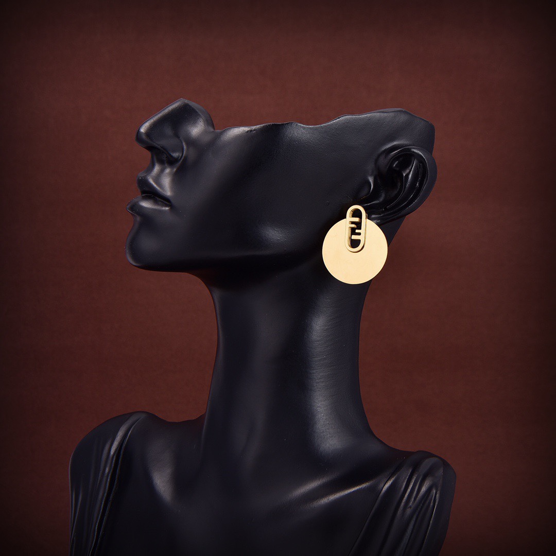 Fendi O’Lock Gold-Coloured Earrings - DesignerGu