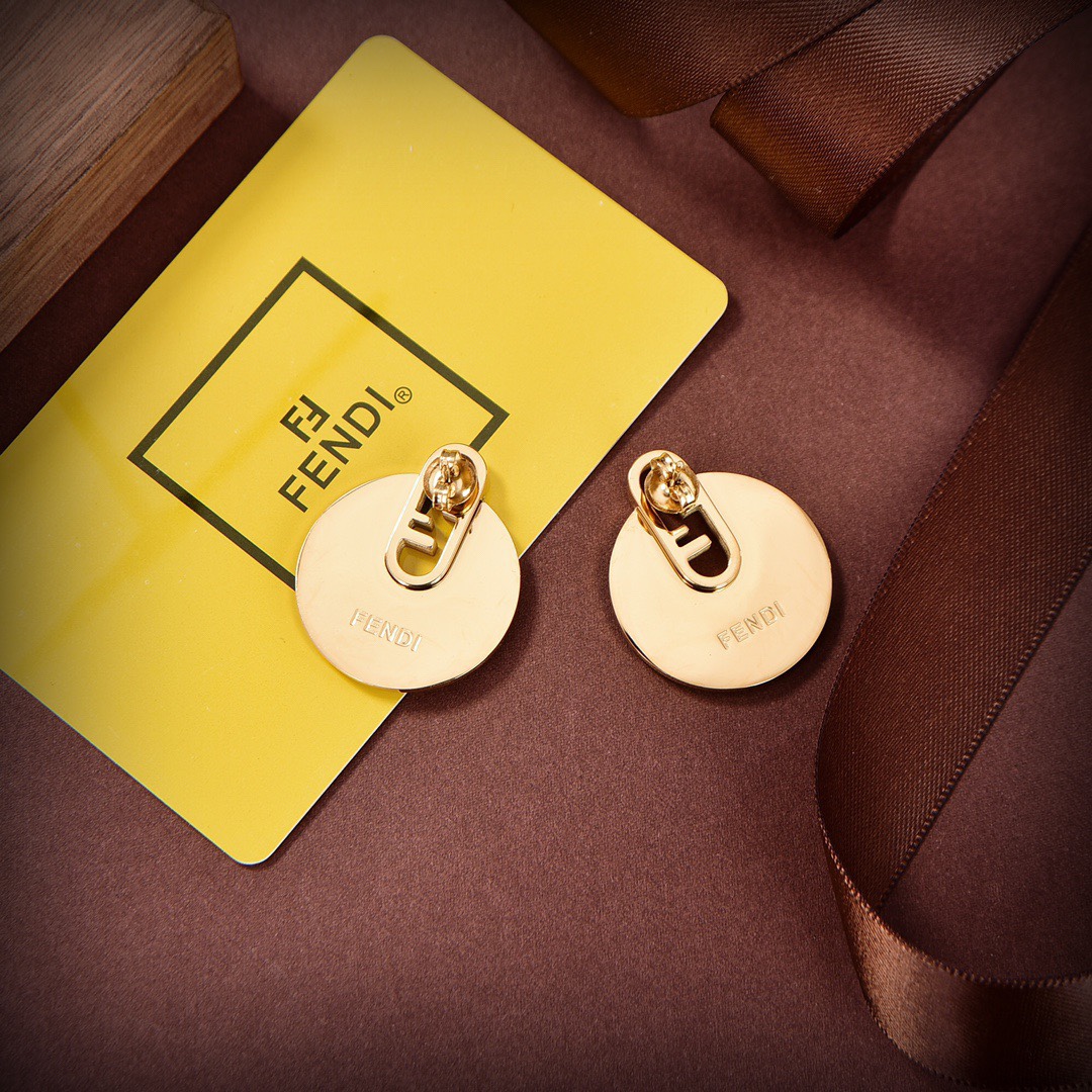 Fendi O’Lock Gold-Coloured Earrings - DesignerGu