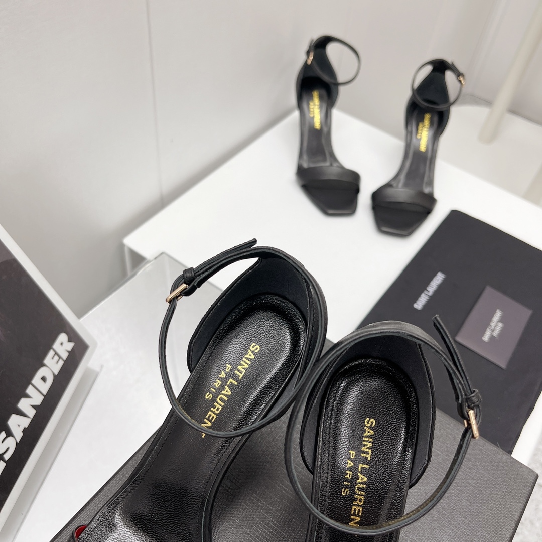 Saint Laurent Amber Sandals In Leather   —  Heel height：85mm - DesignerGu