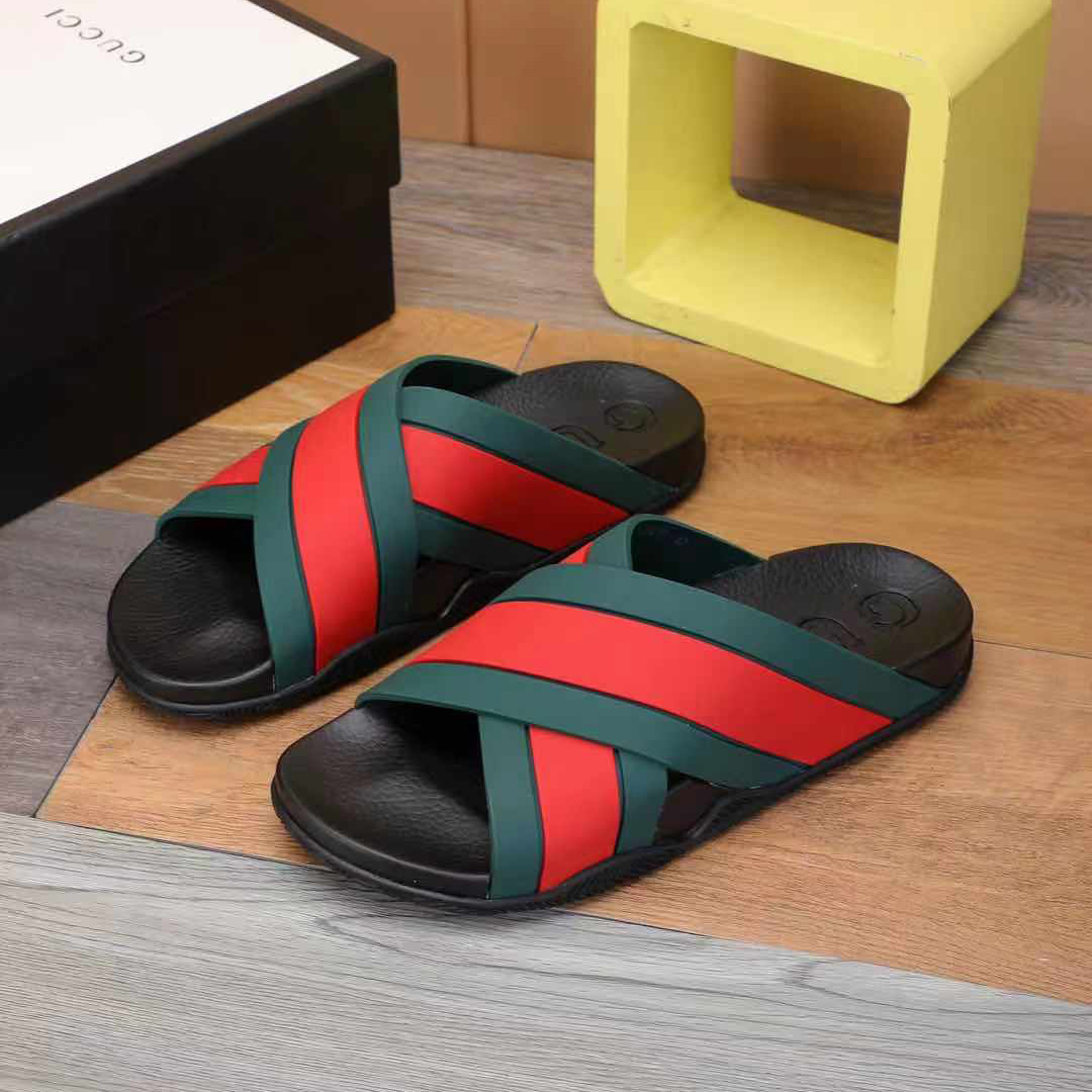 Gucci  Slide Sandals With Web - DesignerGu