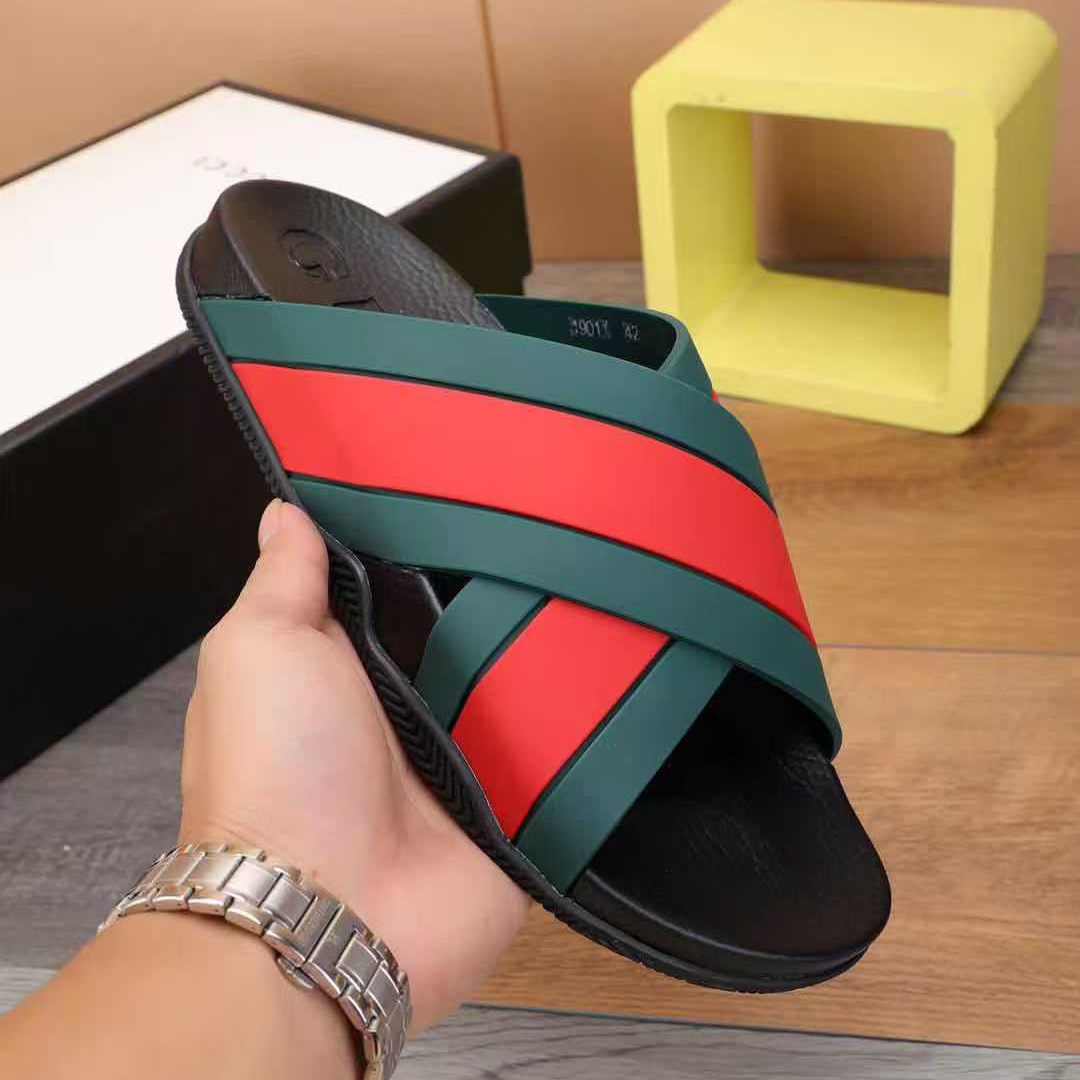 Gucci  Slide Sandals With Web - DesignerGu