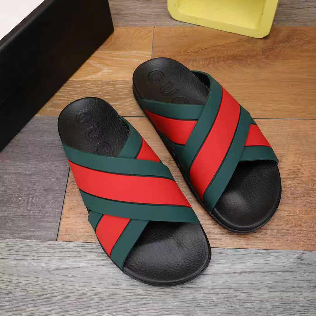 Gucci  Slide Sandals With Web - DesignerGu