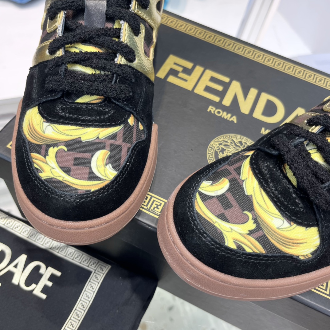 Fendi Match Fendace Black  Suede Low-Tops Sneaker - DesignerGu