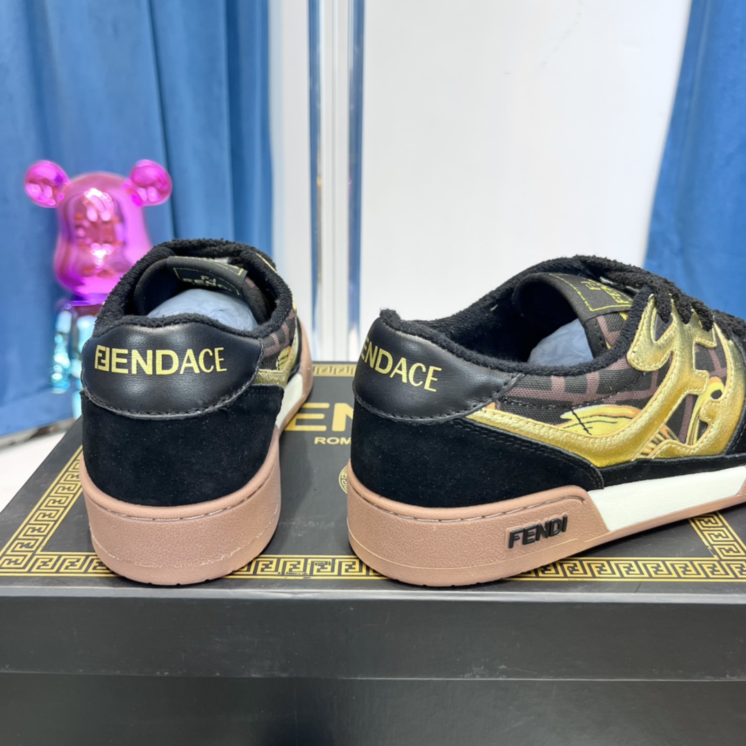 Fendi Match Fendace Black  Suede Low-Tops Sneaker - DesignerGu