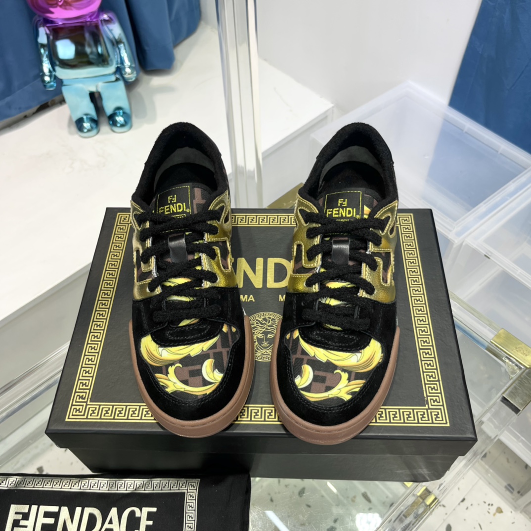 Fendi Match Fendace Black  Suede Low-Tops Sneaker - DesignerGu