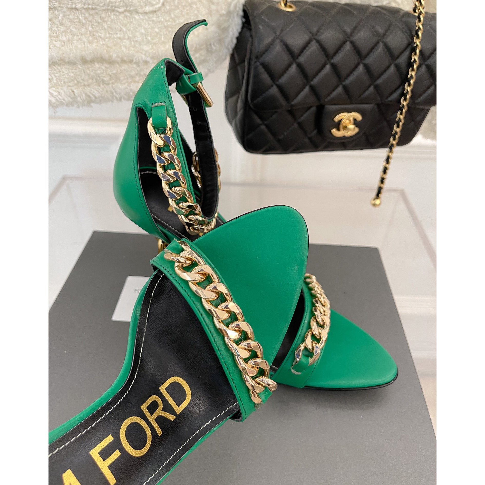 Tom Ford Chain-Trimmed Leather Sandals With Heel Height Of 10.5cm - DesignerGu