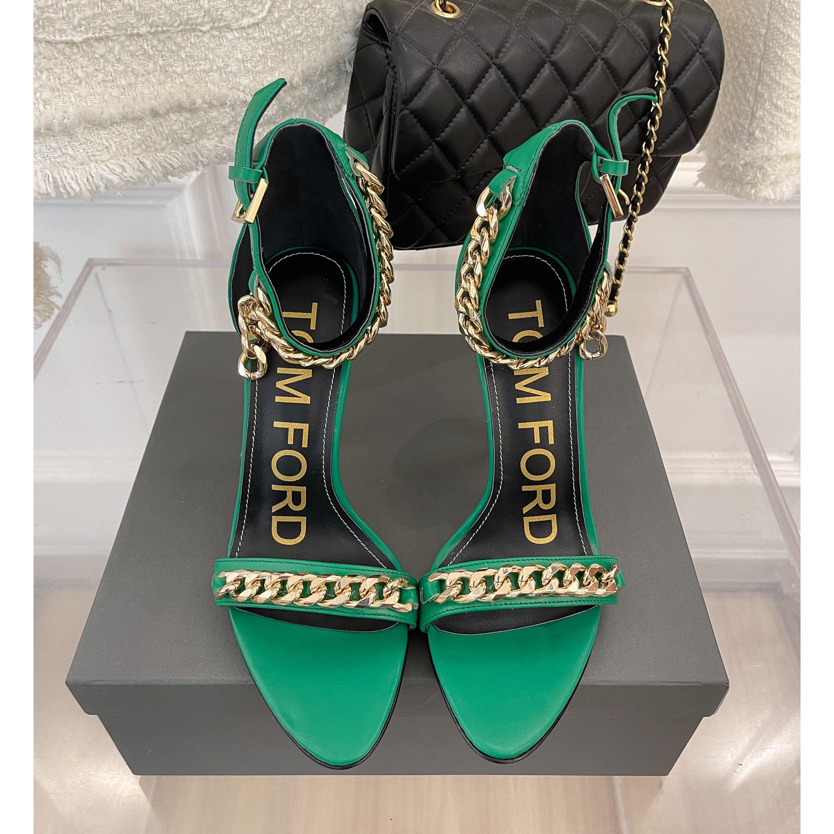 Tom Ford Chain-Trimmed Leather Sandals With Heel Height Of 10.5cm - DesignerGu