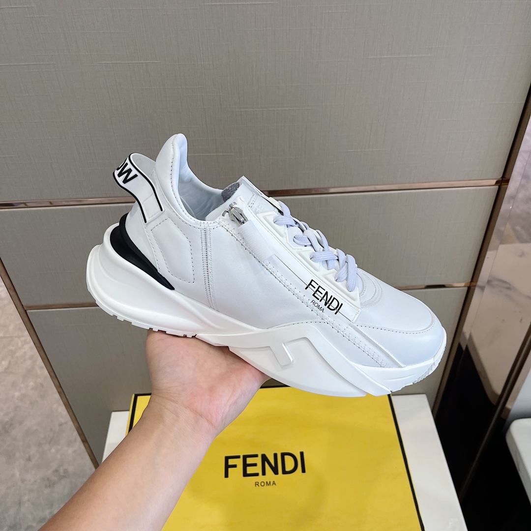 Fendi Flow White Leather Low-Tops Sneakers - DesignerGu