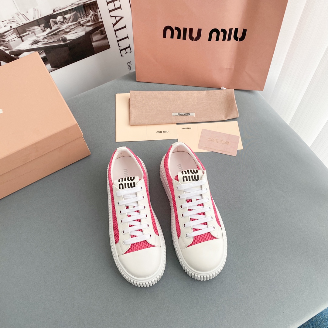 Miu Miu Mesh Flatform Sneakers - DesignerGu