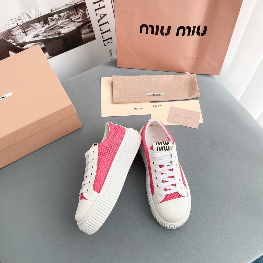 Miu Miu Mesh Flatform Sneakers - DesignerGu