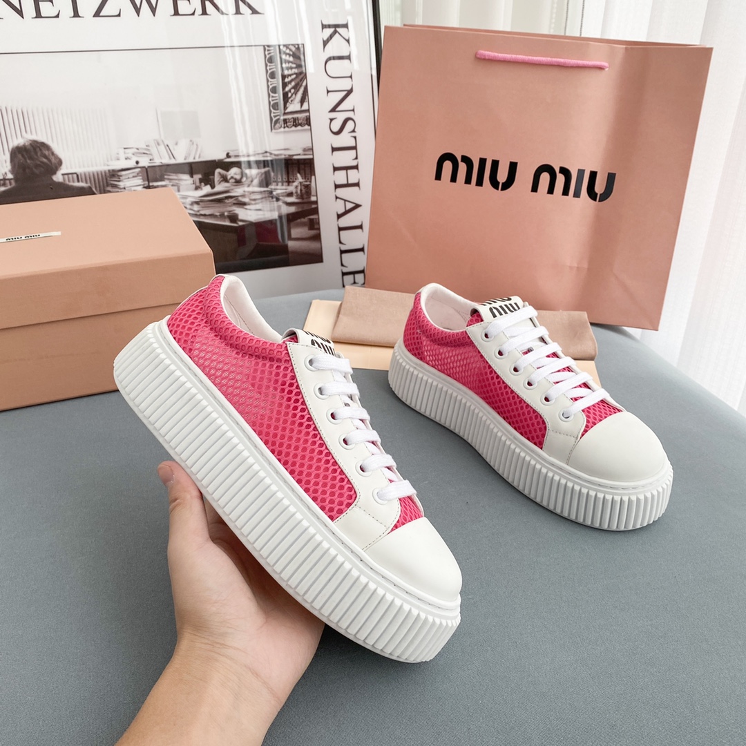 Miu Miu Mesh Flatform Sneakers - DesignerGu