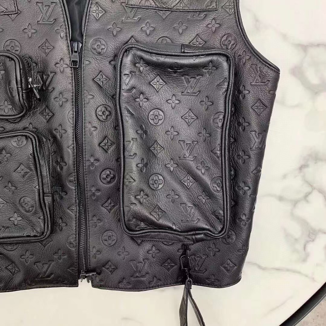 Louis Vuitton Black Monogram Leather Vest - DesignerGu