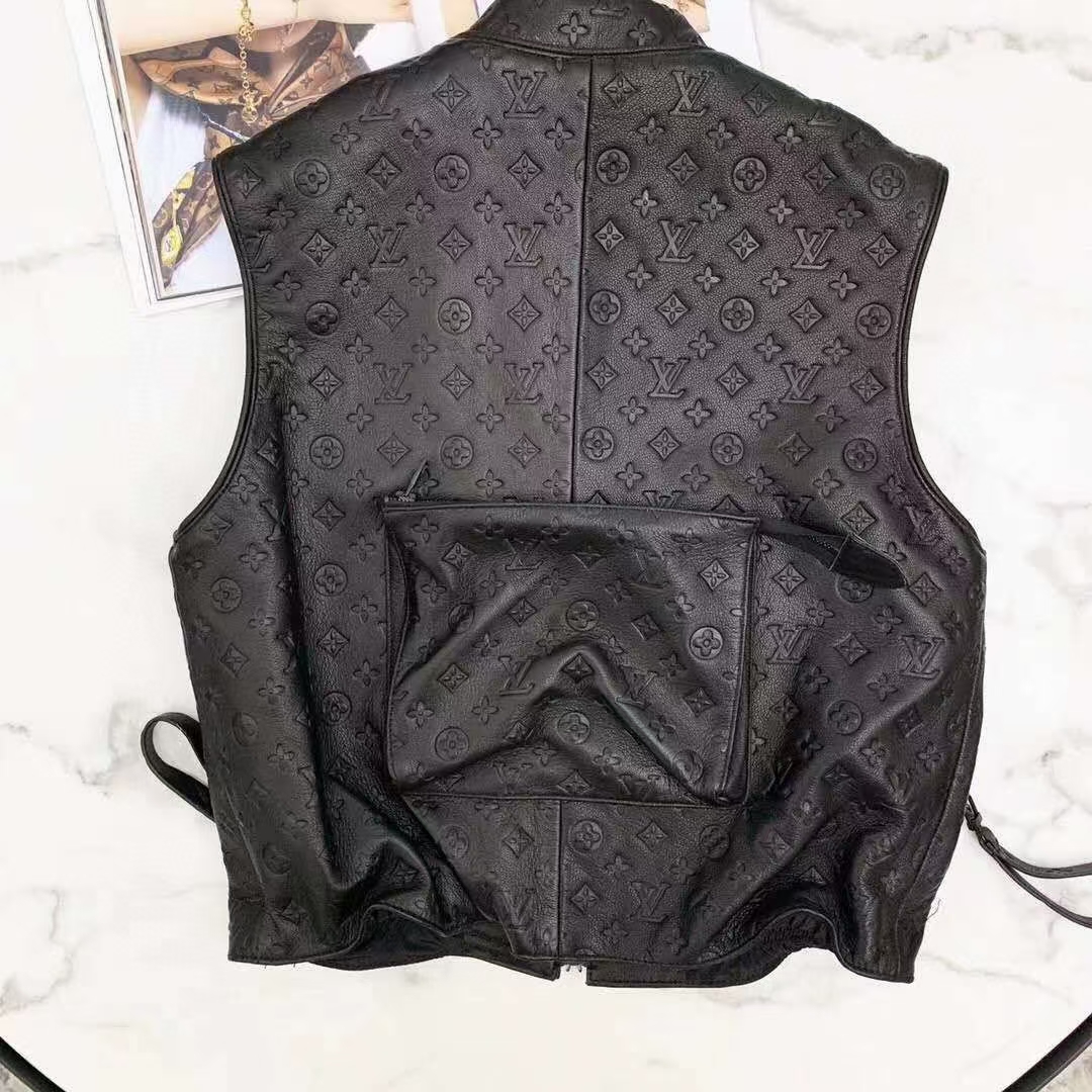 Louis Vuitton Black Monogram Leather Vest - DesignerGu