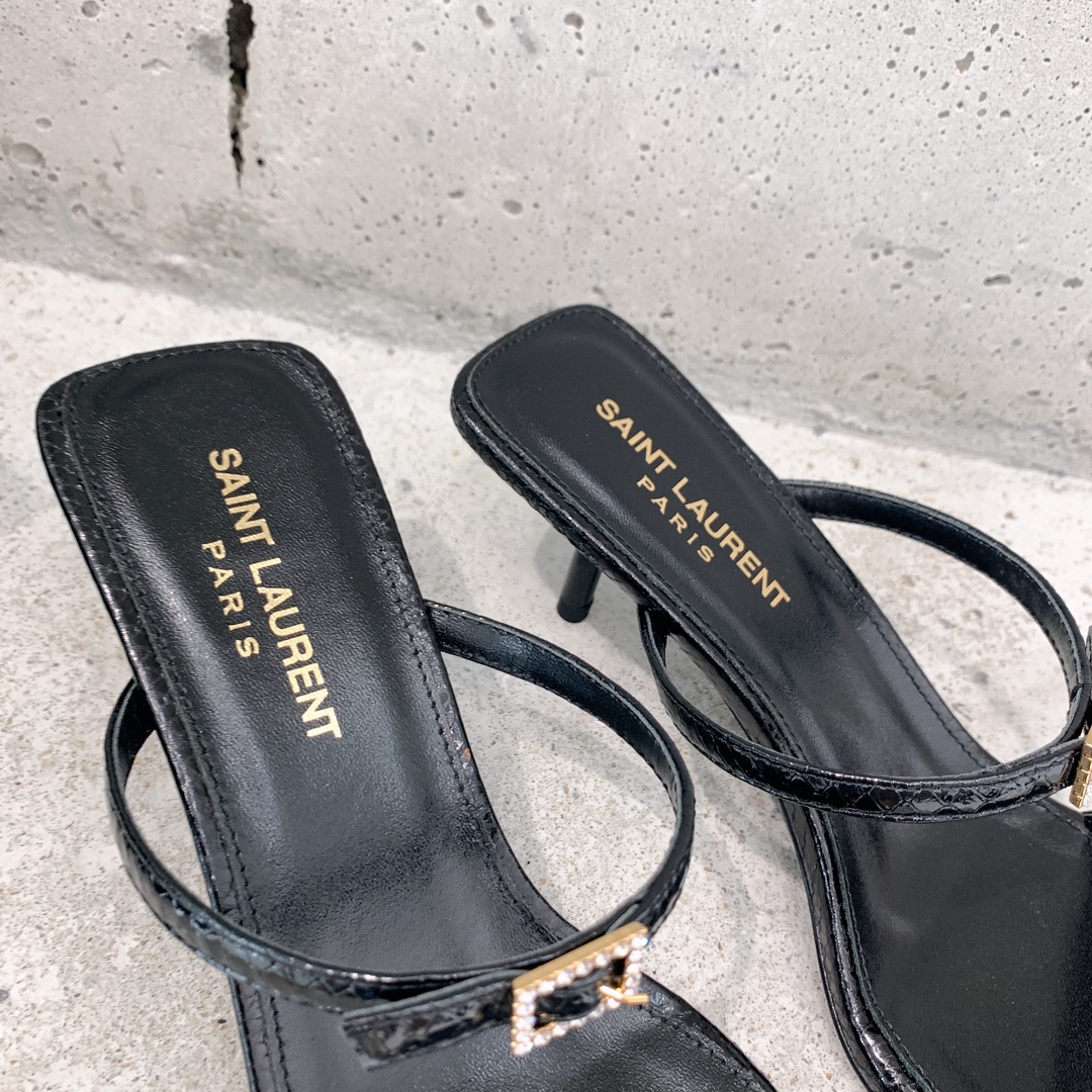 Saint Laurent Nuit Mules In Lacquered Ayers - DesignerGu