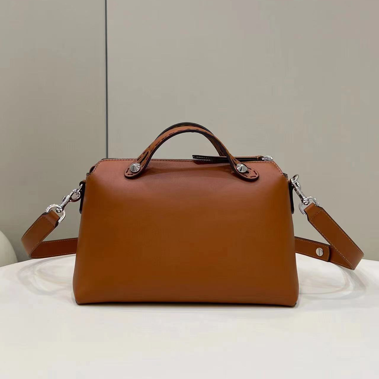 Fendi By The Way Medium Brown Leather Boston Bag(28-20-11CM) - DesignerGu