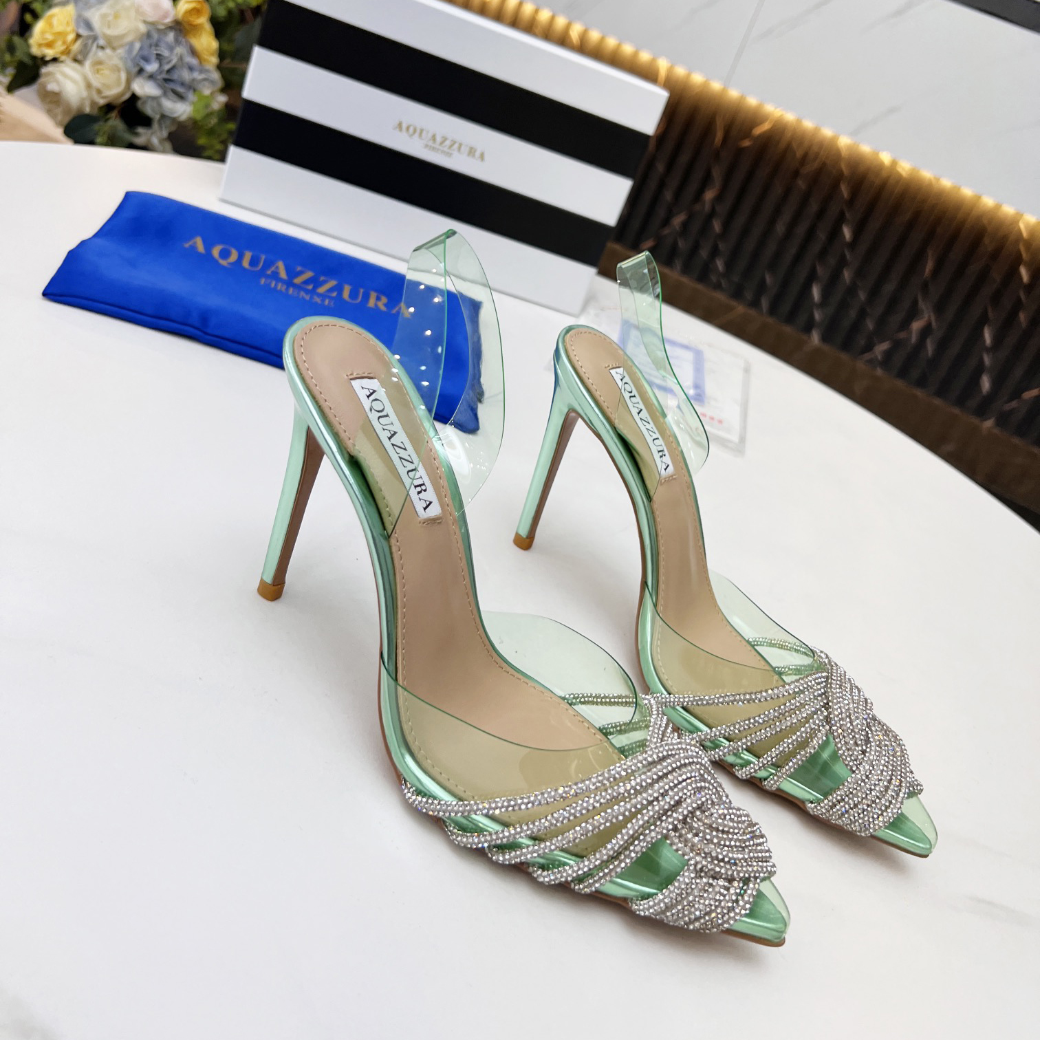 Aquazzura Gatsby Sling Satin 105 - DesignerGu